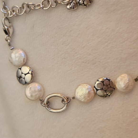 BRIGHTON Pebble and Freshwater Coin Pearl Chain Choker Necklace - Picture 7 of 8